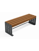 Panchina design moderno senza schienale - fianchi in lamiera Dkp e doghe di legno esotico - cm 190x42x45h