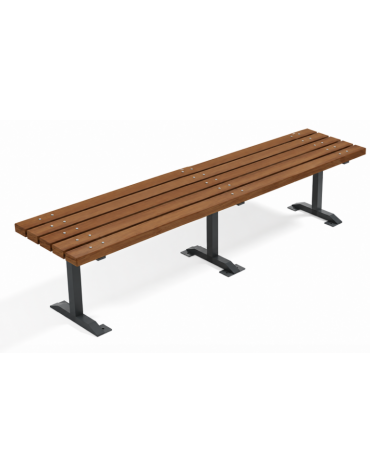 Panchina senza schienale per esterno - struttura in lamiera Dkp e doghe di legno esotico - cm 200x45x45h