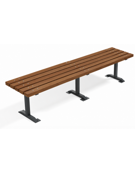 Panchina senza schienale per esterno - struttura in lamiera Dkp e doghe di legno esotico - cm 200x45x45h