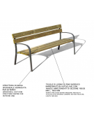 Panchina arredo design per parco -  2 fianchi con bracciolo in ghisa, 5 doghe in legno di pino nordico  - cm 190x63xh77
