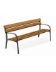 Panchina arredo design per parco -  2 fianchi con braccioli in ghisa, 5 doghe in legno termotrattato  - cm 190x63xh77