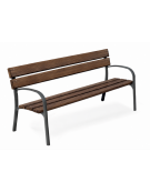 Panchina arredo design -  2 fianchi con braccioli in ghisa, 5 doghe in alluminio rifinito in legno light  - cm 190x63x77h