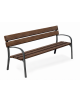 Panchina arredo design -  2 fianchi con braccioli in ghisa, 5 doghe in alluminio rifinito in legno light  - cm 190x63x77h