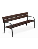 Panchina arredo design -  2 fianchi con braccioli in ghisa, 5 doghe in alluminio rifinito in legno dark  - cm 190x63xh77