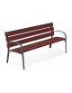 Panchina arredo design per parco - 2 fianchi con braccioli in ghisa, 6 doghe in plastica riciclata - cm 190x63x77h