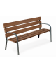 Panchina arredo design - 2 fianchi con braccioli in ghisa, 6 doghe in alluminio rifinito legno light - cm 190x63x77h