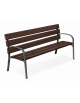 Panchina arredo design - 2 fianchi con braccioli in ghisa, 6 doghe in alluminio rifinito in legno dark - cm 190x63x77h