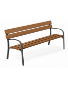Panchina arredo design per parco - 2 fianchi con braccioli in ghisa, 5 doghe in legno esotico - cm 190x63xh77