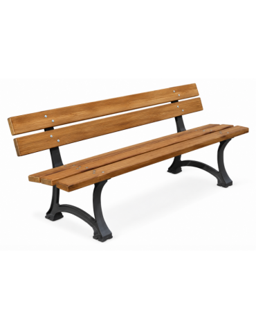 Panchina per parco con 2 robusti fianchi in ghisa sferoidale, 5 doghe di legno pino termotrattato - cm 190x58x76h