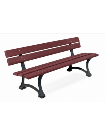 Panchina per parco con 2 robusti fianchi in ghisa sferoidale, 5 doghe in plastica riciclata - cm 190x58x76h