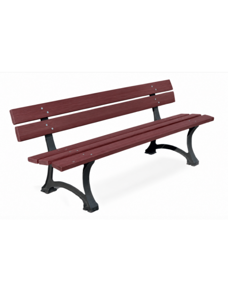 Panchina per parco con 2 robusti fianchi in ghisa sferoidale, 5 doghe in plastica riciclata - cm 190x58x76h