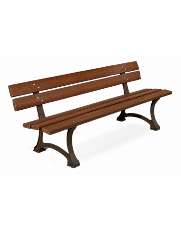 Panchina per parco con 2 robusti fianchi in ghisa sferoidale, 5 doghe di alluminio rifinito in legno light - cm 190x58x76h