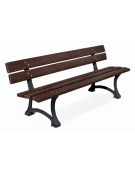 Panchina per parco con 2 robusti fianchi in ghisa sferoidale, 5 doghe di alluminio rifinito in legno dark - cm 190x58x76h