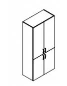Armadio Mobile ufficio alto con 2+2 ante in legno con serratura - colori struttura e ante a scelta - cm 90x45x194,7h