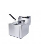 Friggitrice elettrica pofessionale da banco in acciaio inox 1 vasca da Lt 5 - MONOFASE - Potenza Kw 3 - cm 26,5x43x33,5h