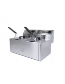 Friggitrice elettrica professionale da banco in acciaio inox 2 vasche da Lt 5+5 - MONOFASE - Potenza Kw 6 - cm 52,5x43x33,5h