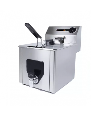 Friggitrice elettrica professionale da banco in acciaio inox 1 vasca da Lt 8  - MONOFASE - Potenza Kw 3,5 - cm 26,5x47,5x37,5h