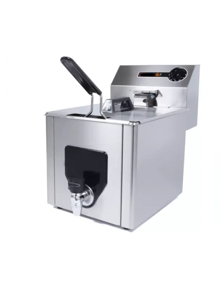 Friggitrice elettrica professionale da banco in acciaio inox 1 vasca da Lt 8  - MONOFASE - Potenza Kw 3,5 - cm 26,5x47,5x37,5h
