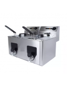Friggitrice elettrica professionale da banco in acciaio inox 2 vasche da Lt 8+8 - MONOFASE - Potenza Kw 7