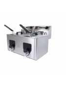 Friggitrice elettrica professionale da banco in acciaio inox 2 vasche da Lt 8+8 - TRIFASE - Potenza Kw 10,2