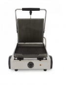 Piastra elettrica per panini in ghisa rigata - Piano cm 25,5x24,5 - Monofase - cm 40x43x24h