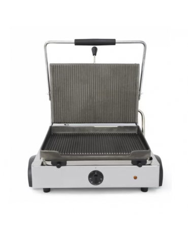 Piastra elettrica per panini in ghisa rigata - superficie cottura cm 36,5x24,5 - Monofase - cm 51,2x43x24h