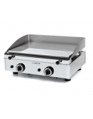 Fry top a gas da banco in acciaio cromato, piastra doppia liscia da mm 560x400 - Potenza Kw 6 - cm 60x50,7x23,4h