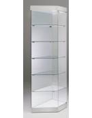 Vetrina trapezoidale cristalli temperati - Base e cappello in colore silver - 2 faretti a Led - cm 93 x 44 x 200h