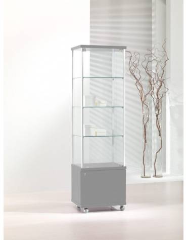 Vetrina con montanti in alluminio e mobile in kit h.43 cm. - cm 53 x 39 x 183h