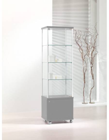 Vetrina con montanti in alluminio e mobile in kit h.43 cm. - cm 53 x 39 x 183h