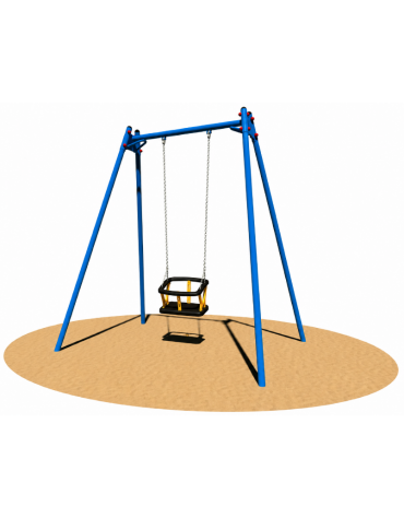 Altalena certificata in metallo 1 posto, per bambini da 3 a 8 anni - Sedile gabbia - cm 270x160x242h