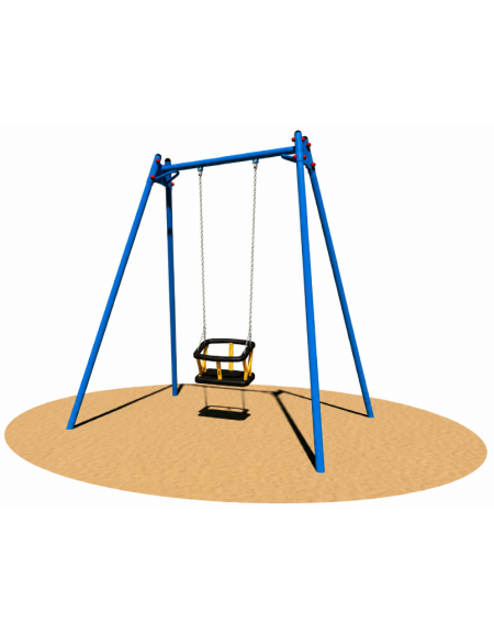 Altalena certificata in metallo 1 posto, per bambini da 3 a 8 anni - Sedile gabbia - cm 270x160x242h