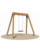 Altalena realizzata in legno lamellare - 1 Posto con sedile piano in gomma antiurto - cm 265x160x230h