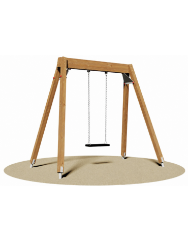 Altalena realizzata in legno lamellare - 1 Posto con sedile piano in gomma antiurto - cm 265x160x230h