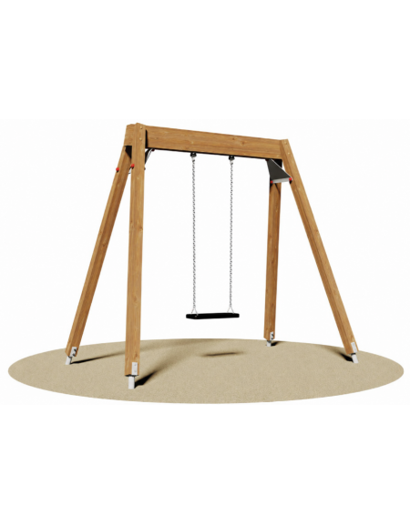 Altalena realizzata in legno lamellare - 1 Posto con sedile piano in gomma antiurto - cm 265x160x230h