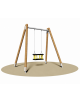 Altalena 1 posto con struttura in legno e trave in tubo tondo di acciaio sedile gabbia - Da interrare - cm 270x180x265h