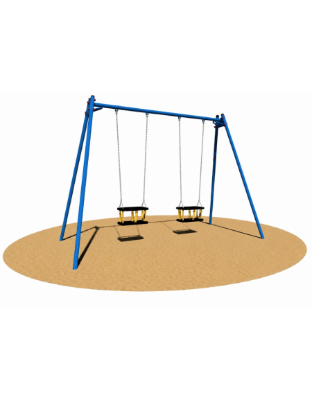 Altalena doppia certificata in metallo 2 posti, per bambini da 3 a 8 anni - Sedili gabbia - cm 315x160x242h