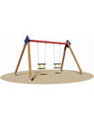 Altalena 2 posti con sedili a gabbia - Montanti in legno e trave in acciaio - Da interrare o da tassellare - cm 380x235x240h