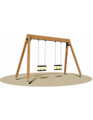 Altalena con struttura in legno lamellare - 2 Posti - sedili a gabbia - bambini dai 3 ai 12 anni - cm 370x160x230h