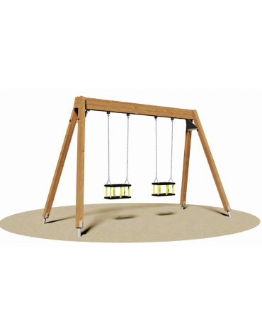 Altalena con struttura in legno lamellare - 2 Posti - sedili a gabbia - bambini dai 3 ai 12 anni - cm 370x160x230h