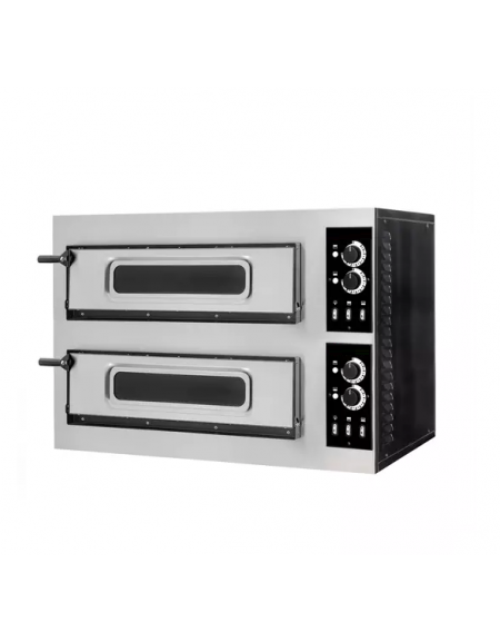 Forno elettrico pizza a camera doppia con 4 termostati - dimensioni interne cm 62x50x12h - capacità 1+1 pizze da Ø 45 cm