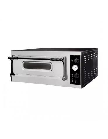 Forno elettrico pizza a camera singola - dimensioni interne cm 66x66x14h - capacità 4 pizze da Ø cm 32 - dimensioni cm 98x93x42h