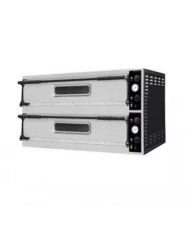 Forno elettrico pizza a doppia camera - dimensioni interne cm 108x108x14h - capacità 9+9 pizze Ø cm 32 - monofase o trifase