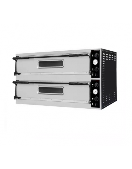 Forno elettrico pizza a doppia camera - dimensioni interne cm 108x108x14h - capacità 9+9 pizze Ø cm 32 - monofase o trifase