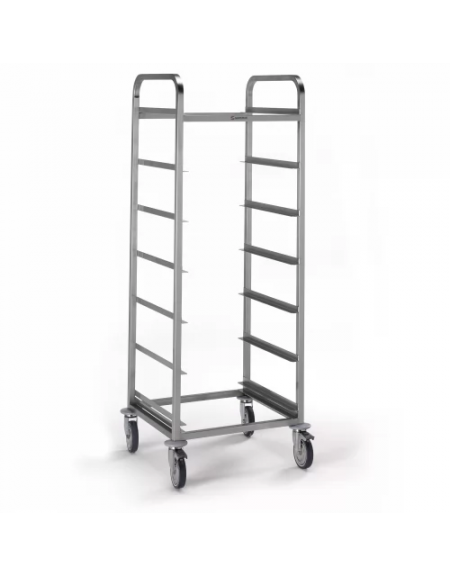 Carrello portacestelli lavastoviglie in acciaio inox AISI304 - guide a "L" con fermo posteriore