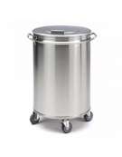 Pattumiera in acciaio inox AISI 304 senza pedale con manici e coperchio - Capacità Lt. 95