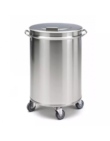 Pattumiera in acciaio inox AISI 304 con pedale, manici e coperchio - Capacità Lt. 95