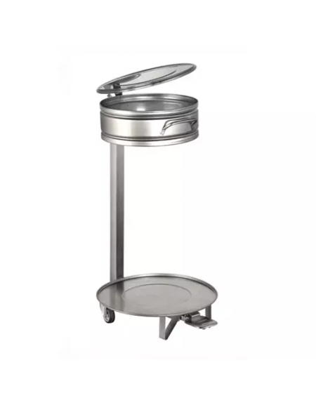 Portassaco inox con pedale, manico anteriore e 2 ruote girevoli ricoperte di gomma insonorizzante -  dimensioni Ø cm 45x85h