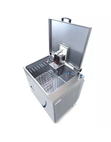 Vasca potenziata per roner cuocitore a bassa temperatura in acciaio inox con coperchio - Kw 3 - Capacità Lt. 120