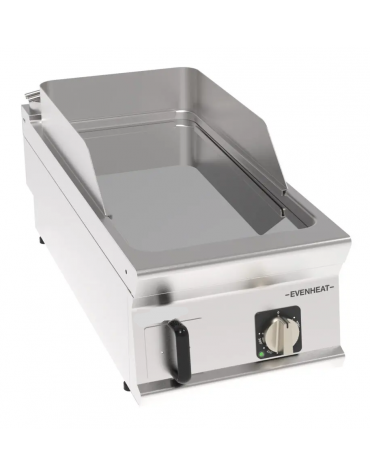 Fry top elettrico da banco in acciaio inox, piastra singola cromata liscia - con tecnologia evenheat - cm 40x90x28h